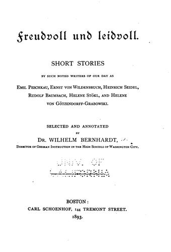 Cover for Freudvoll und leidvoll: Short Stories by such Noted Writers of our Day AS ...