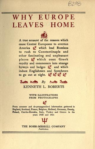 Cover for Why Europe leaves home