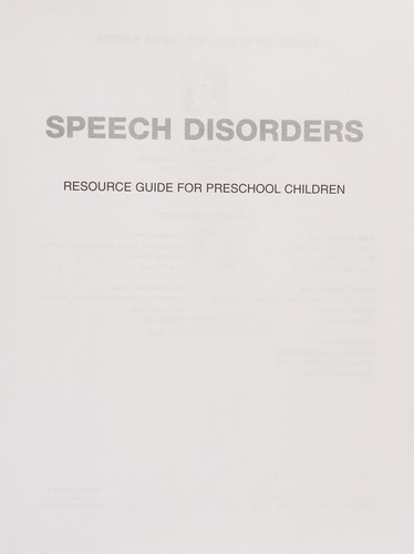 Cover for Speech disorders