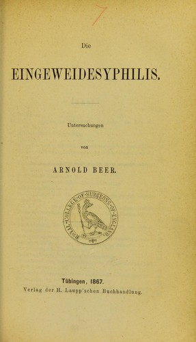 Cover for Die Eingeweidesyphilis