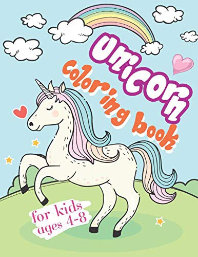 Cover for Unicorn coloring book for kids ages 4-8