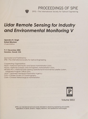 Cover for Lidar remote sensing for industry and environmental monitoring V