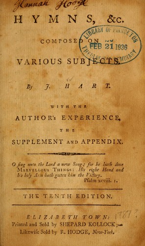 Cover for Hymns, &c. composed on various subjects
