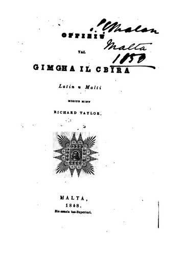 Cover for Offiziu tal gimgha il cbira, Latin u Malti migiub minn R. Taylor