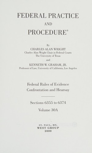Cover for Federal practice and procedure