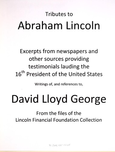 Cover for Tributes to Abraham Lincoln