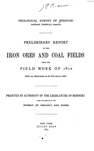 Cover for Preliminary Report on the Iron Ores and Coal Fields from the Field Work of 1872