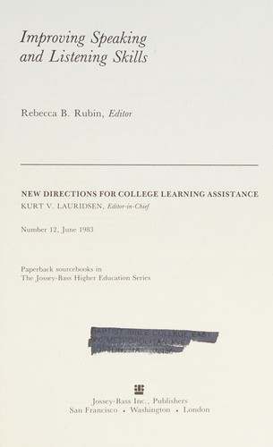 Cover for Improving speaking and listening skills