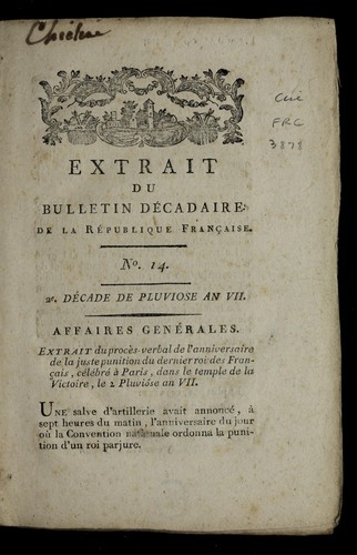 Cover for Extrait du Bulletin de cadaire de la Re publique franc ʹaise