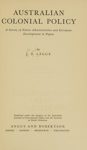 Cover for Australian Colonial Policy