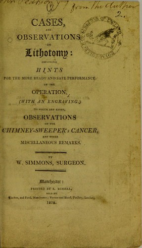 Cover for Cases, and observations on lithotomy