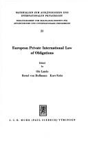 Cover for European private international law of obligations