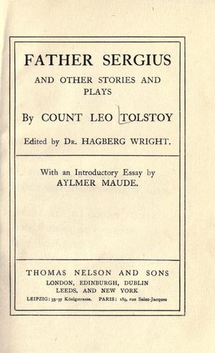 Cover for Father Sergius, and other stories and plays
