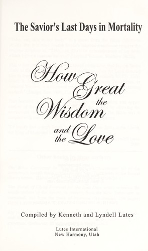 Cover for How great the wisdom and the love