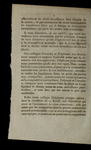 Cover for Rapport fait par Dentzel, sur la re solution du 14 flore al, relative a   la comptabilite  interme diaire
