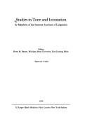 Cover for Studies in tone and intonation by members of the Summer Institute of Linguistics, University of Oklahoma