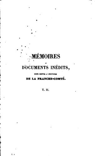 Cover for Mémoires et documents inédits pour servir à l'histoire de la Franche-Comté
