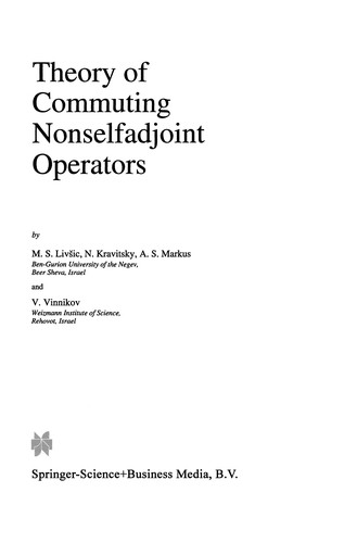 Cover for Theory of Commuting Nonselfadjoint Operators