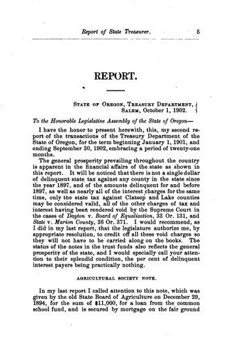 Cover for Biennial Report of the State Treasurer