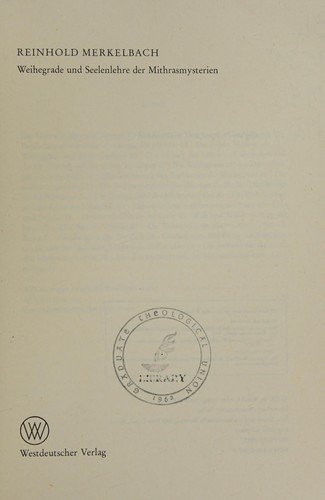 Cover for Weihegrade und Seelenlehre der Mithrasmysterien