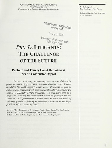 Cover for Pro se litigants