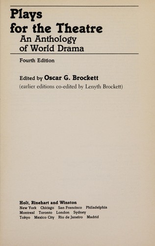 Cover for Plays for the theatre