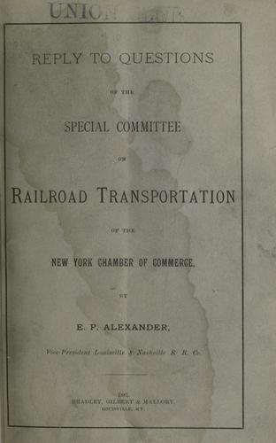 Cover for Reply to questions of the special committee on railroad transportation of the New York Chamber of Commerce