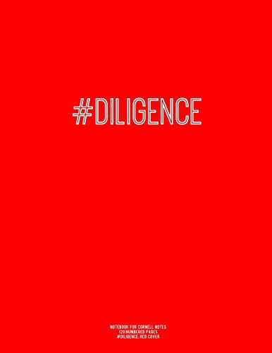 Cover for Notebook for Cornell Notes, 120 Numbered Pages, #DILIGENCE, Red Cover