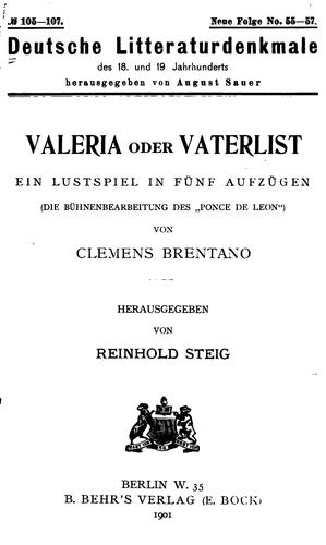 Cover for Valeria