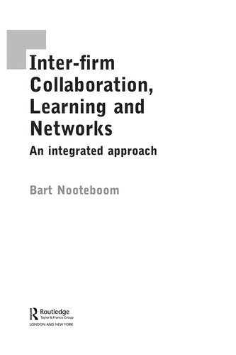 Cover for Inter-firm collaboration, learning and networks