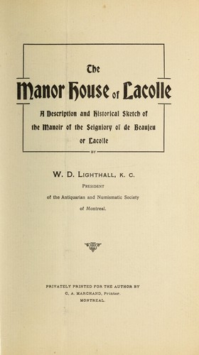 Cover for The Manor House of Lacolle