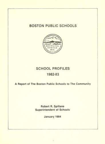 Cover for School profiles.