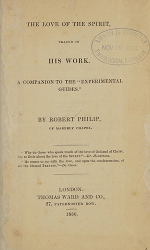 Cover for The love of the spirit, traced in His work