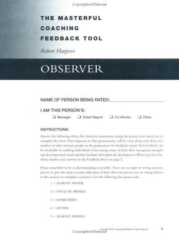 Cover for Masterful Coaching Feedback Tool
