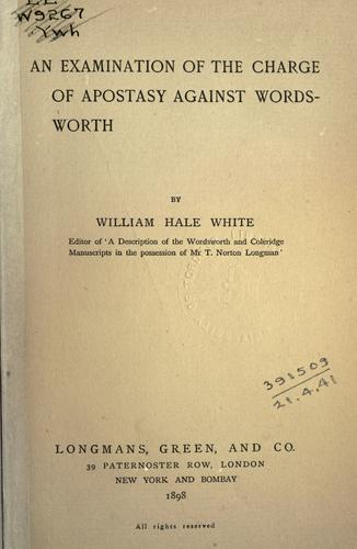 Cover for An examination of the charge of apostasy against Wordsworth.