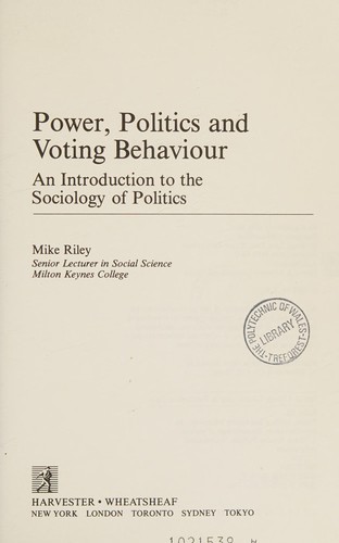 Cover for Power Politics Voting Behvr