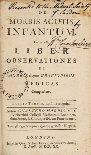 Cover for De morbis acutis infantum. Cui accëssit liber observationes de morbis aliquot gravioribus medicas complectens