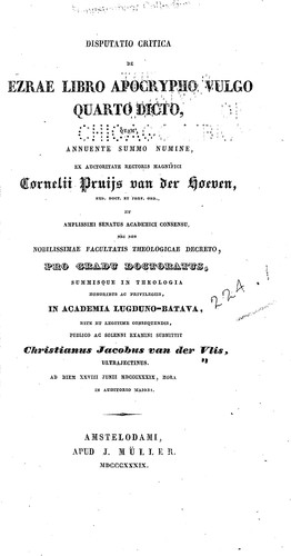 Cover for Disputatio critica de Ezrae libro apocrypho vulgo quarto dicto