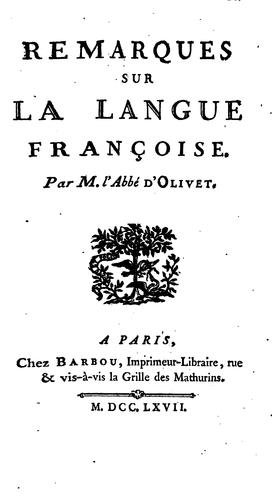 Cover for Remarques sur la langue françoise.