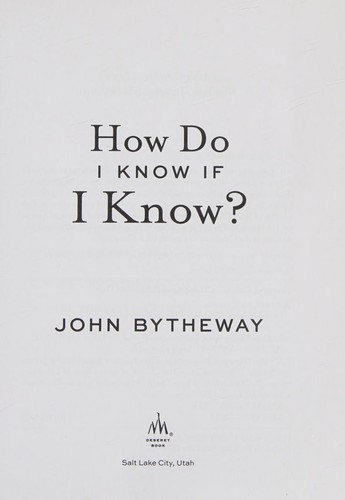Cover for How do I know if I know?