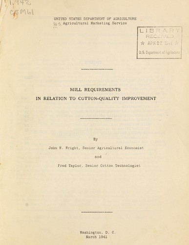 Cover for Mill requirements in relation to cotton-quality improvement