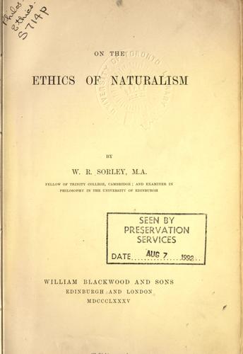 Cover for On the ethics of naturalism