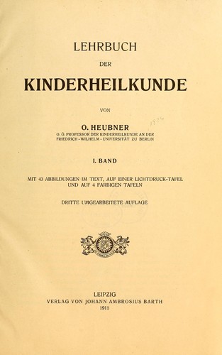 Cover for Lehrbuch der Kinderheilkunde