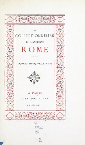 Cover for Les collectionneurs de l'ancienne Rome