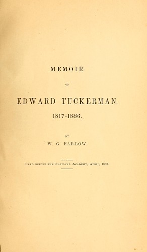 Cover for Memoir of Edward Tuckerman, 1817-1886