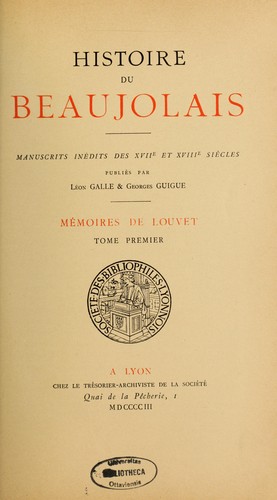 Cover for Histoire du Beaujolais