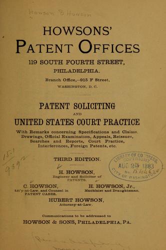 Cover for Patent soliciting and United States court practice