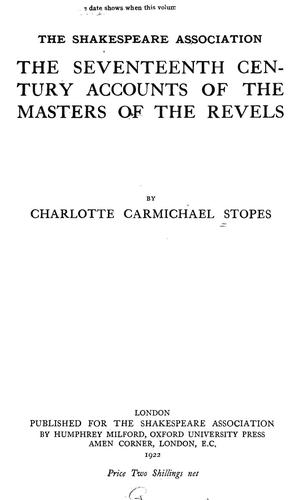Cover for The seventeenth century accounts of the masters of the revels