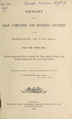 Cover for REPORT OF THE AFFAIRS OF BUILDING SOCIETIES, LOAN AND TRUST COMPANIES IN THE DOMINION OF CANADA (WITH COMPARATIVE TABLES OF THE CHIEF ITEMS FOR PREVIOUS YEARS)
