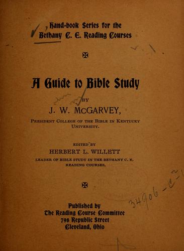 Cover for A guide to Bible study ...